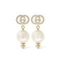 Gucci Double Pearl Pendant 18K Gold Earrings