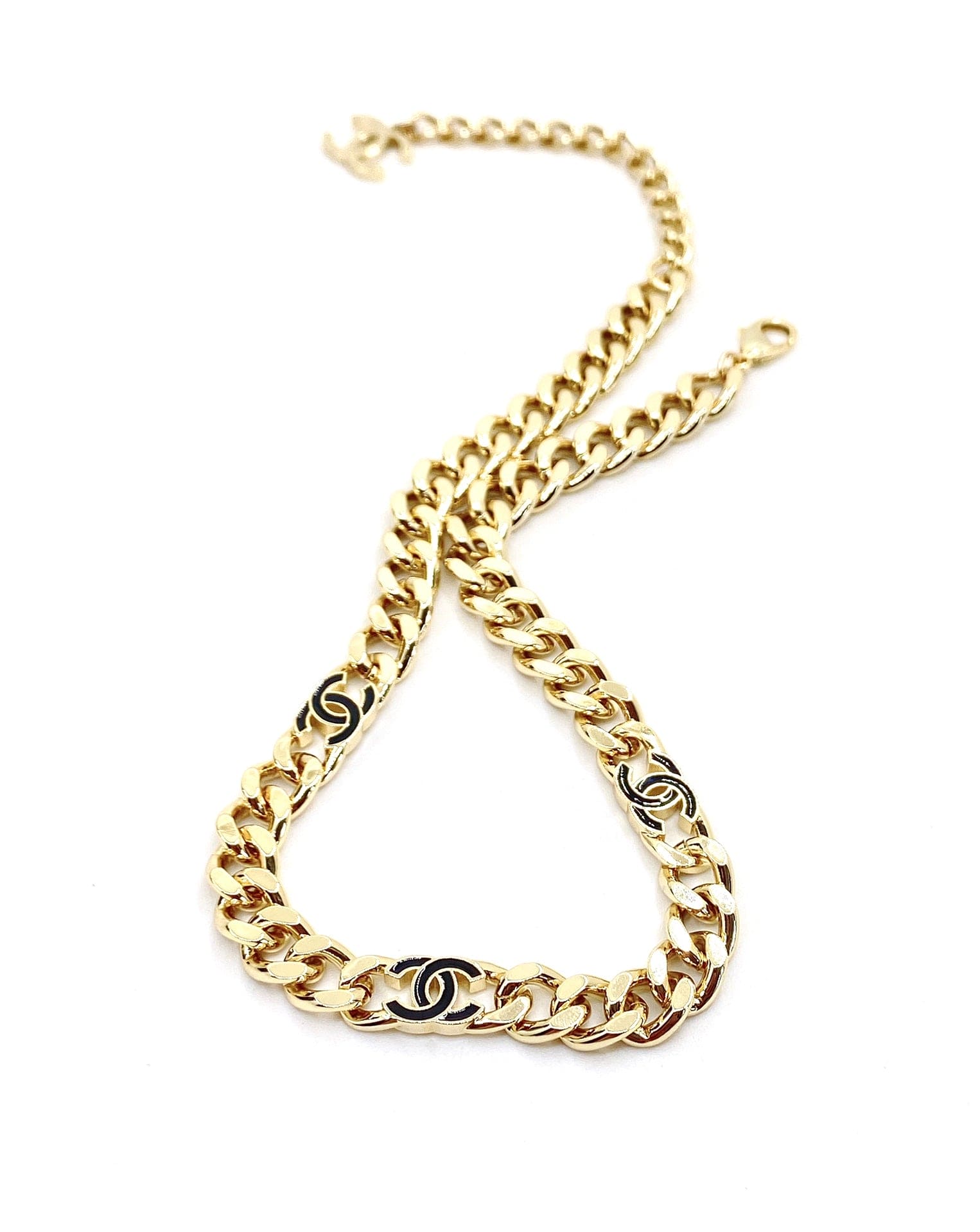 Chanel Black Chain 18K Gold Necklace